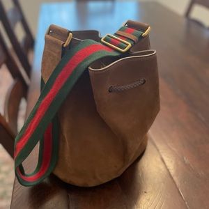 Authentic suede Gucci bag, adjustable strap
